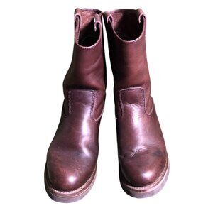 Roadmate Mens Work Boots Size 10.5 Brown Leather Pull On Mid Calf Almond Toe